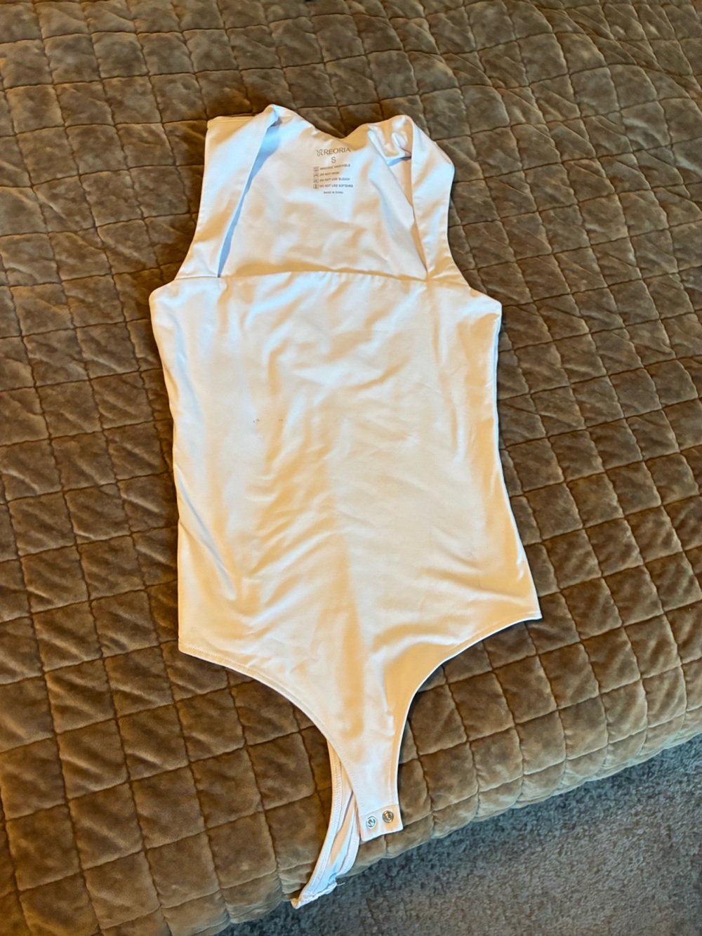 Sleeveless White Women's Bodysuit with High Neck